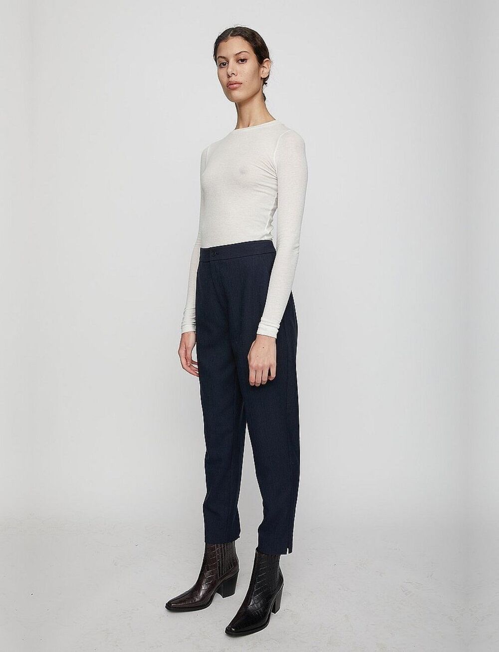 Just Female Planet Straight Leg Navy Sz 34 Trousers